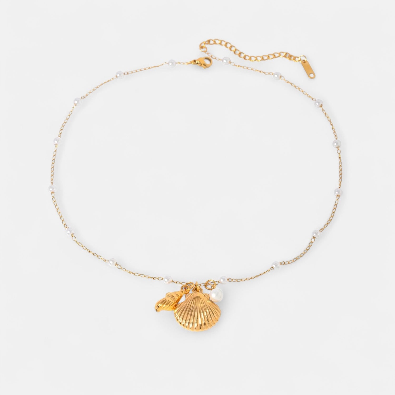 Ladies | Stainless Steel | Gold Pearl Shell Short Necklace