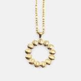 Ladies | Stainless Steel | Gold Shell Circle Short Necklace