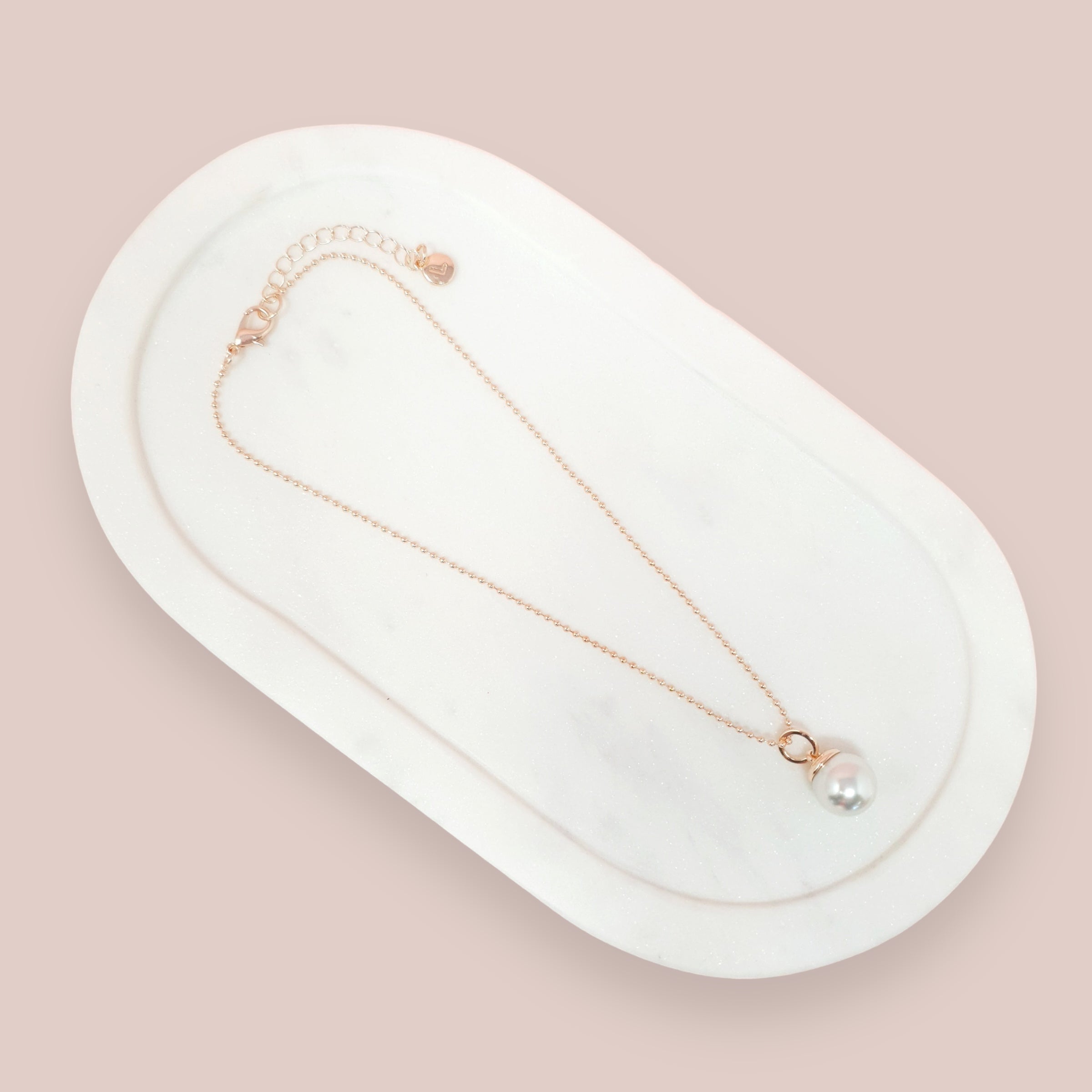 SHORT | Rose Gold Single Drop Pearl Necklace