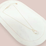 SHORT | Light Gold Single Drop Pearl Necklace