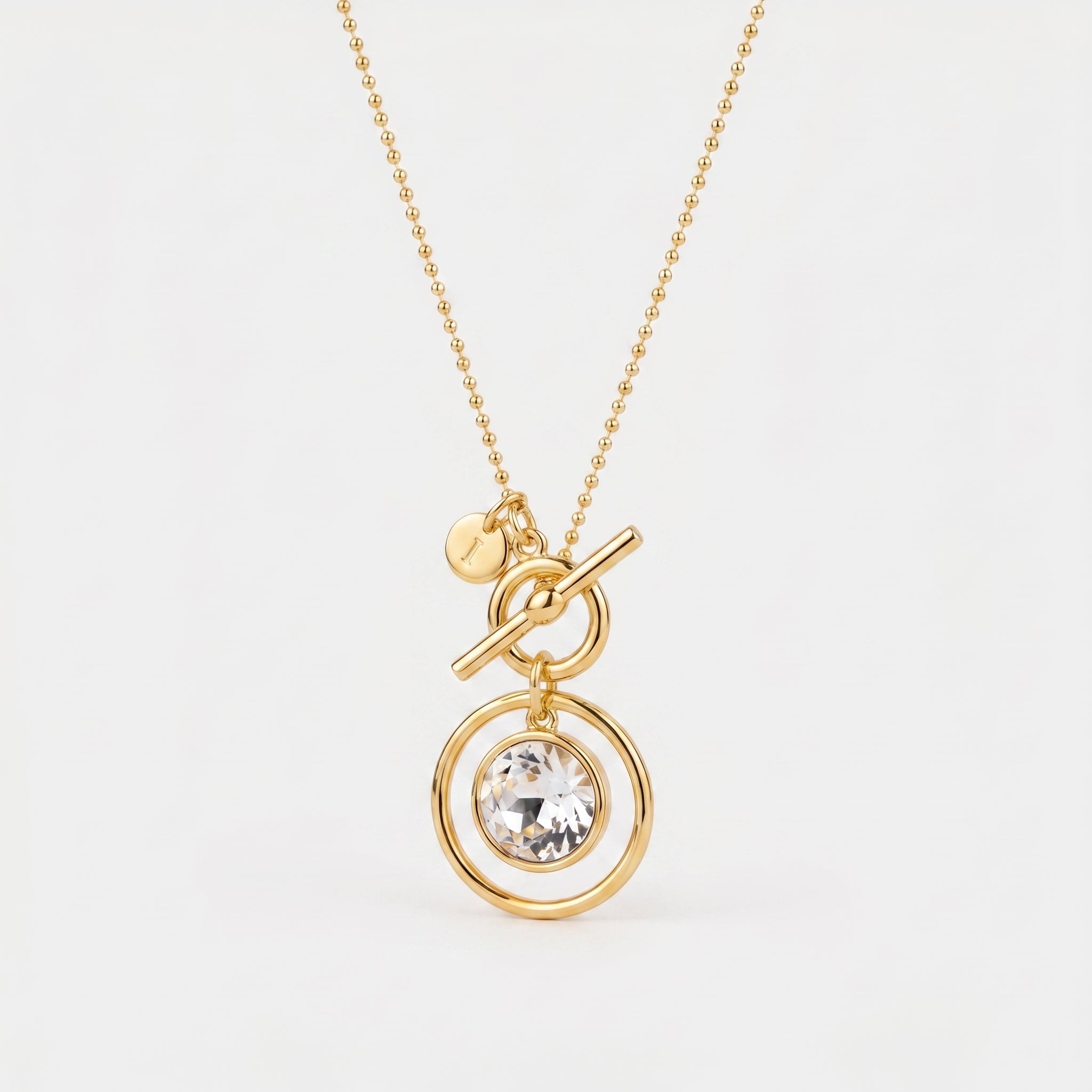 Rose Gold Ring & Crystal Long Necklace