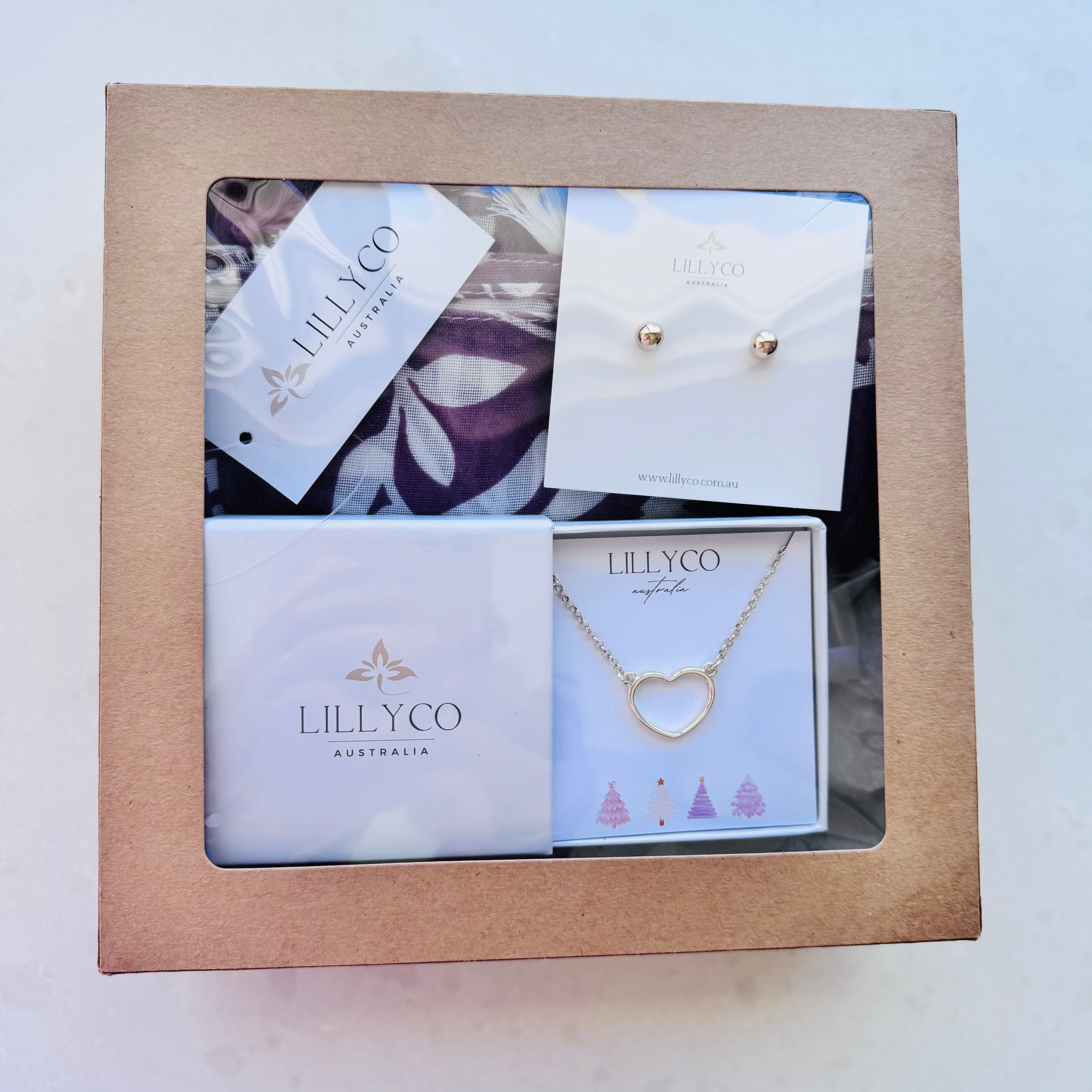 Xmas Gift Pack | Large | Light Gold Jewellery | Earrings | Scarf