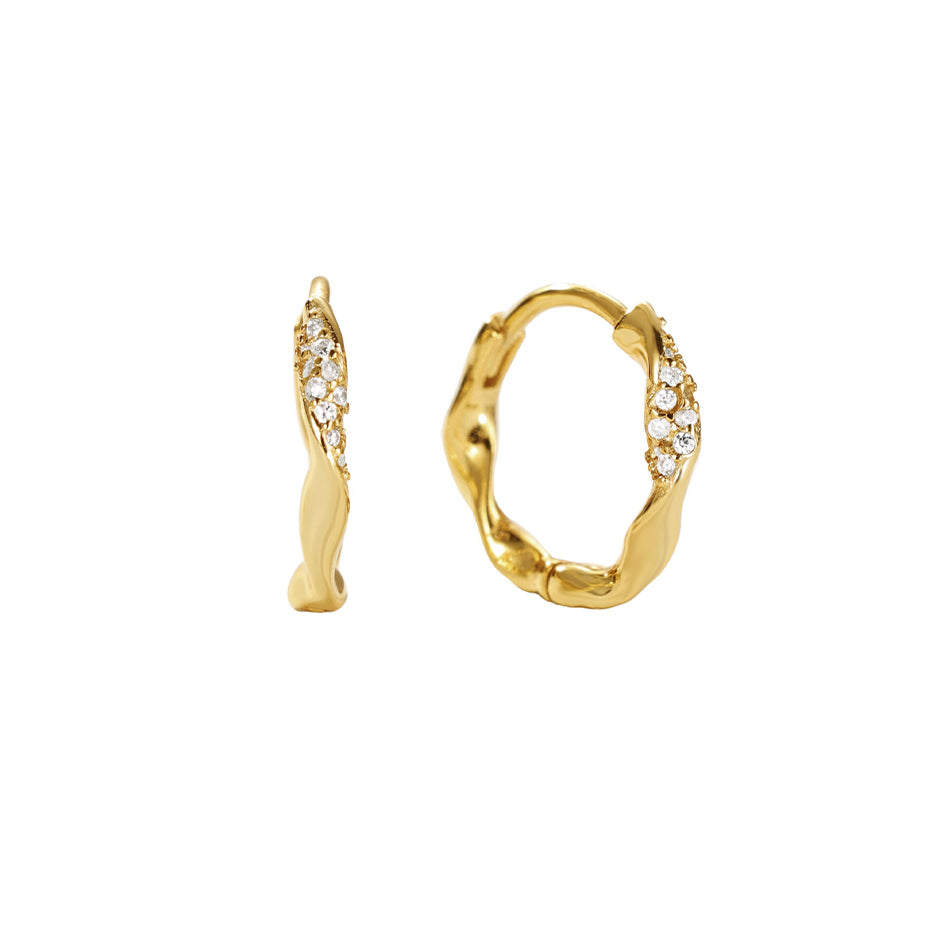 18K Plated | Gold & Cubic Zirconia Hoop Earrings
