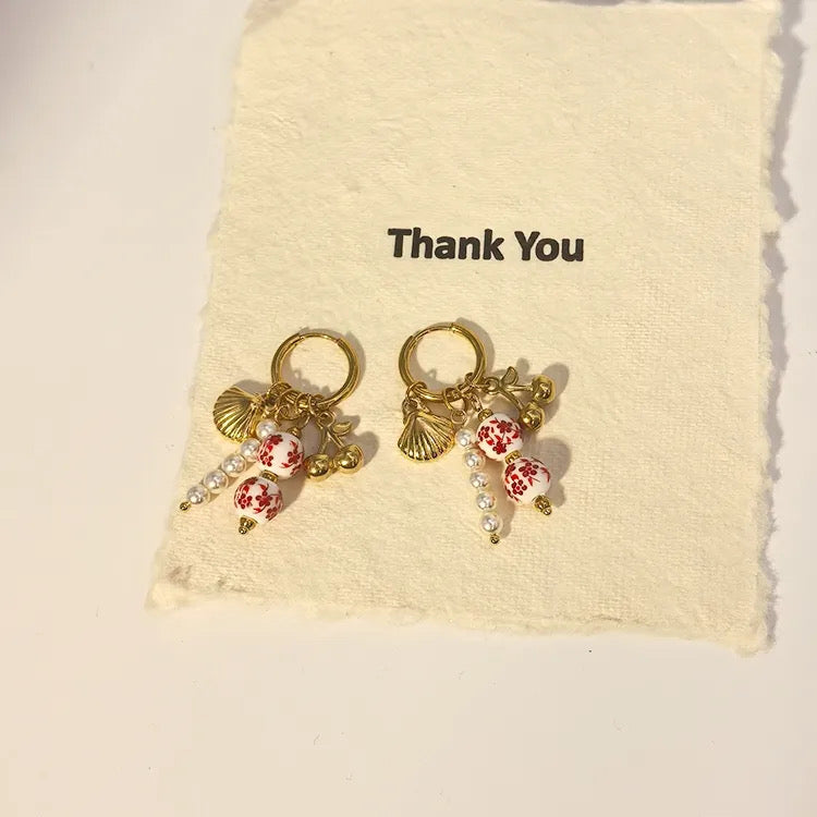 Red Cherry Gold Charm Earring