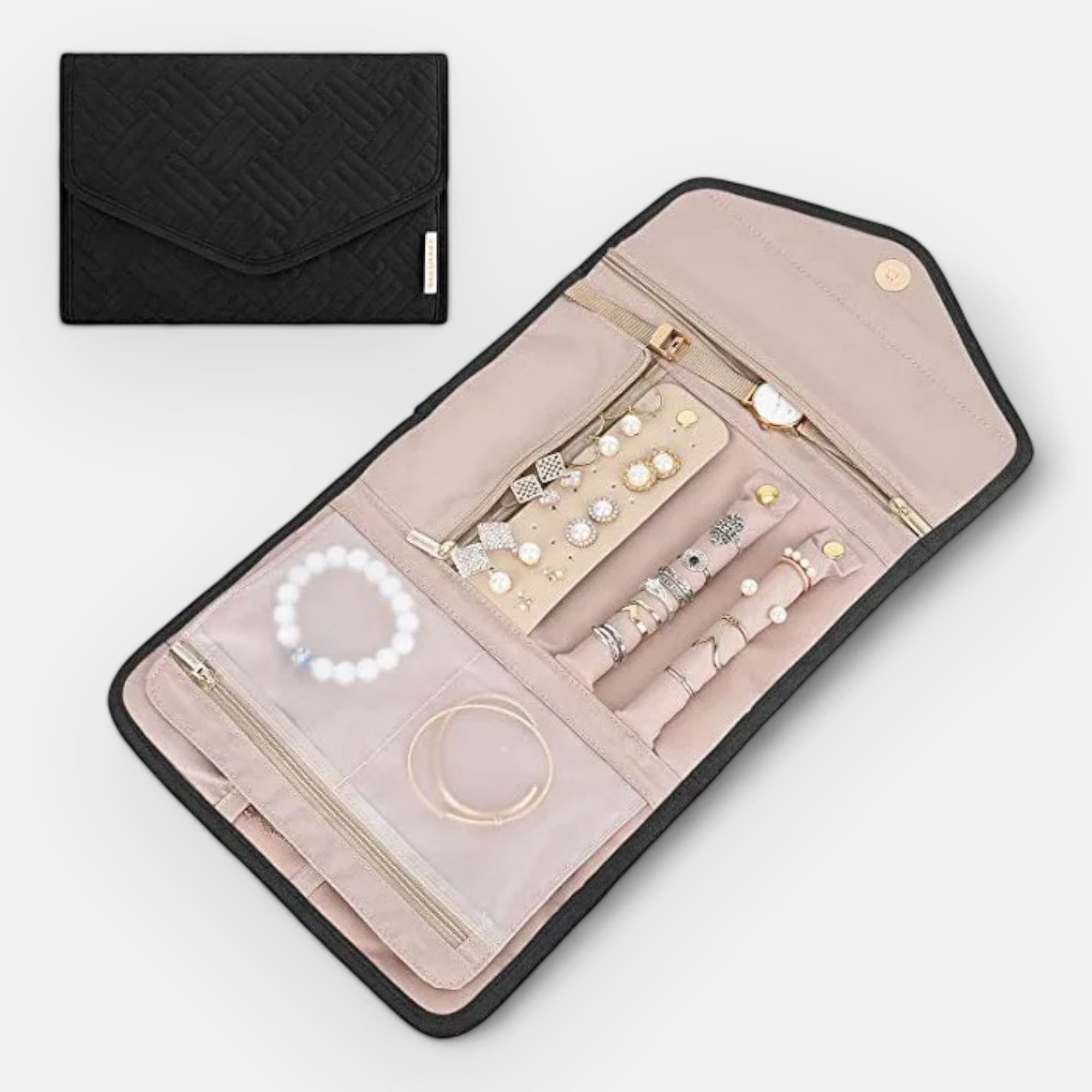 Lillyco Black Jewellery Travel Roll