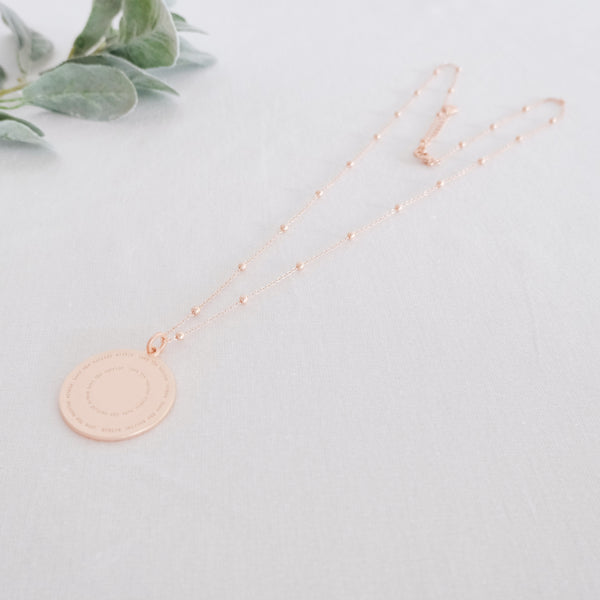 Matt Rose Gold Round Pendant on a Pretty Chain Necklace