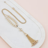 Gold Tassel & Bead Necklace