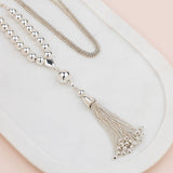 Silver Bead & Tassel Necklace
