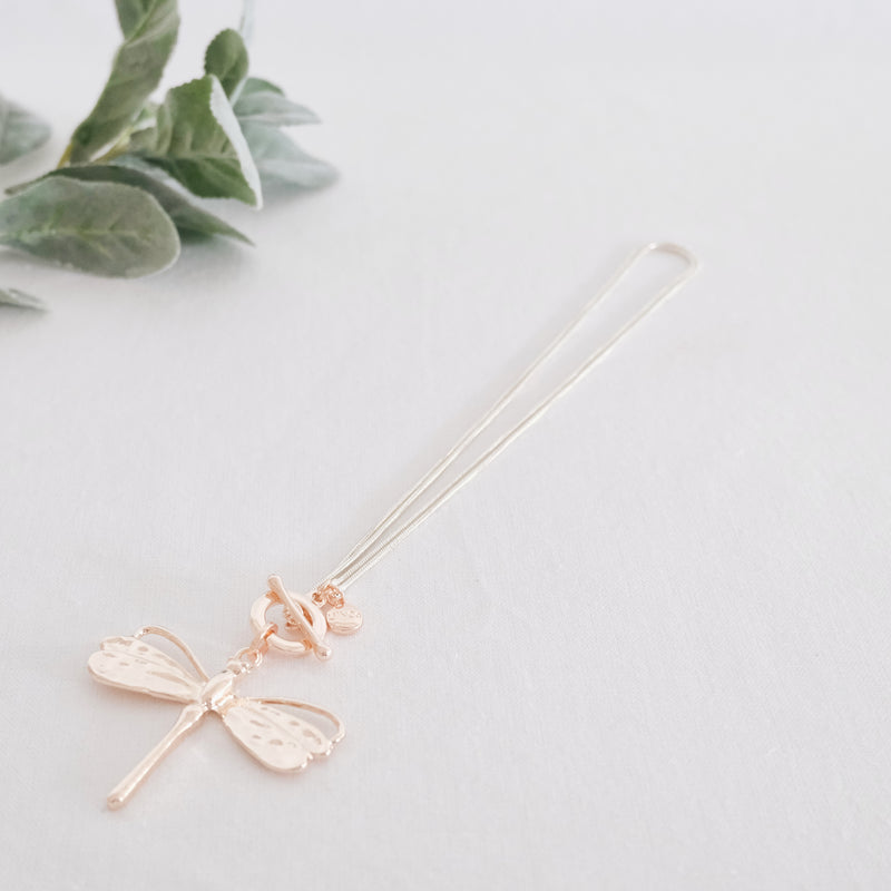 SHORT & LONG | Rose Gold & Silver Adjustable Dragonfly Necklace
