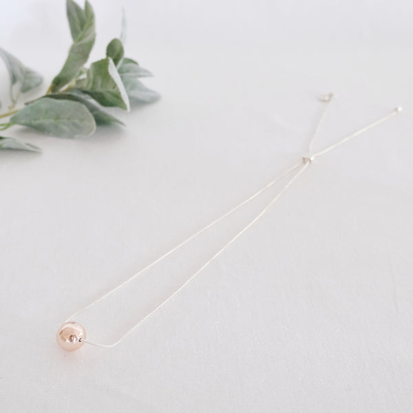 SHORT | Rose Gold & Silver Adjustable Ball Necklace