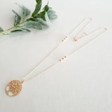 LONG | Rose Gold Tree Disc Necklace