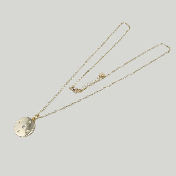 LONG | Light Gold Disc "LOVE" Necklace