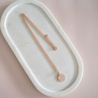 LONG | Rose Gold Disc "LOVE" Necklace