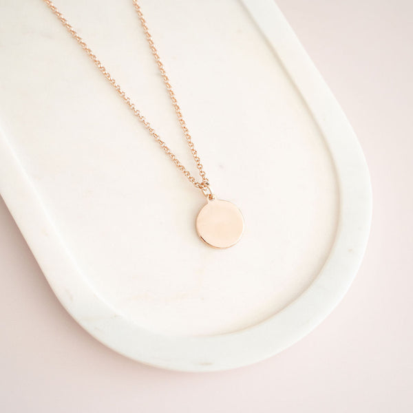 SHORT | Rose Gold "Love" Disc Necklace