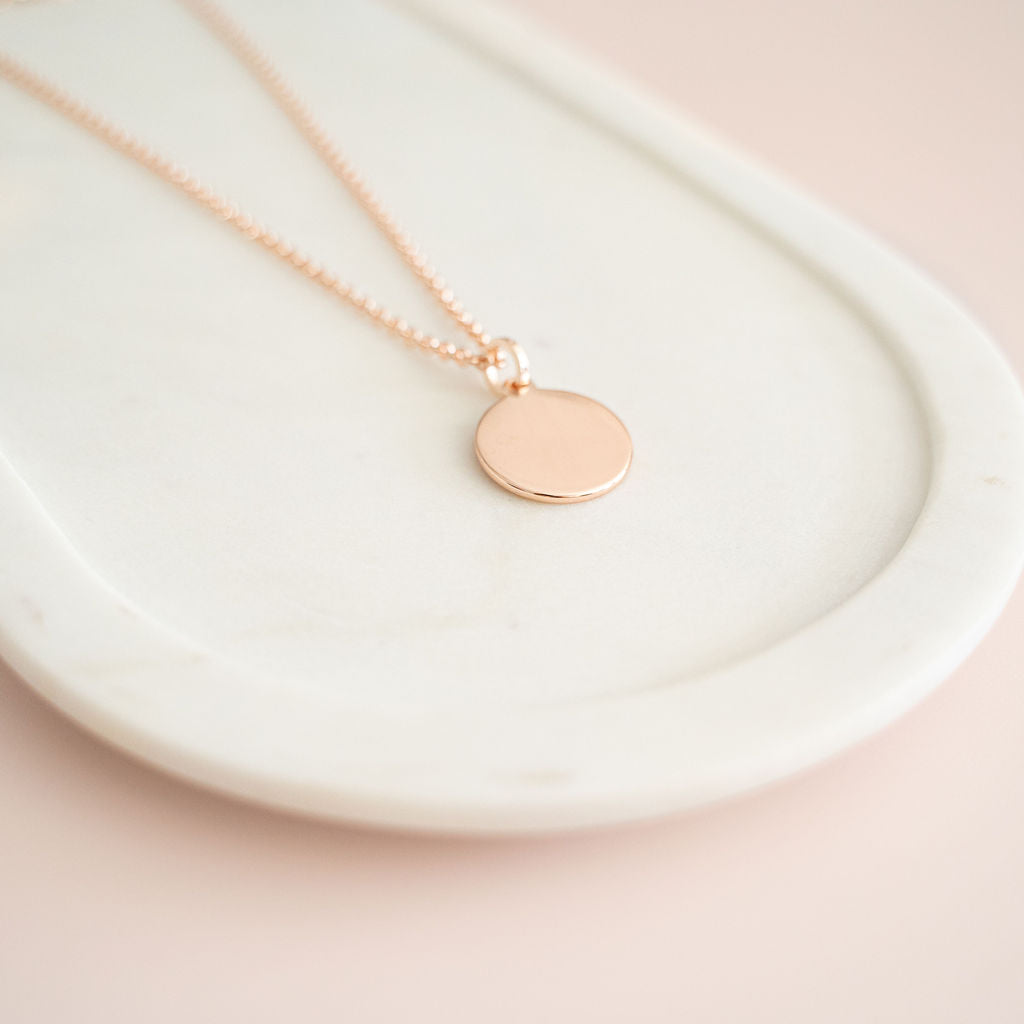 LONG | Rose Gold Disc "LOVE" Necklace
