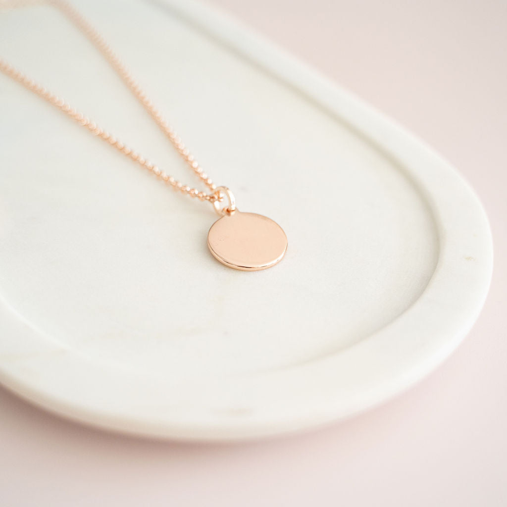 SHORT | Rose Gold "Love" Disc Necklace