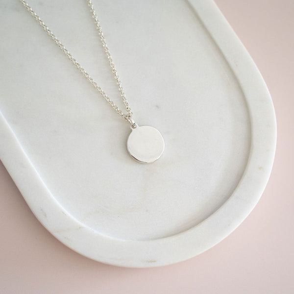 SHORT | Silver "LOVE" Disc Necklace