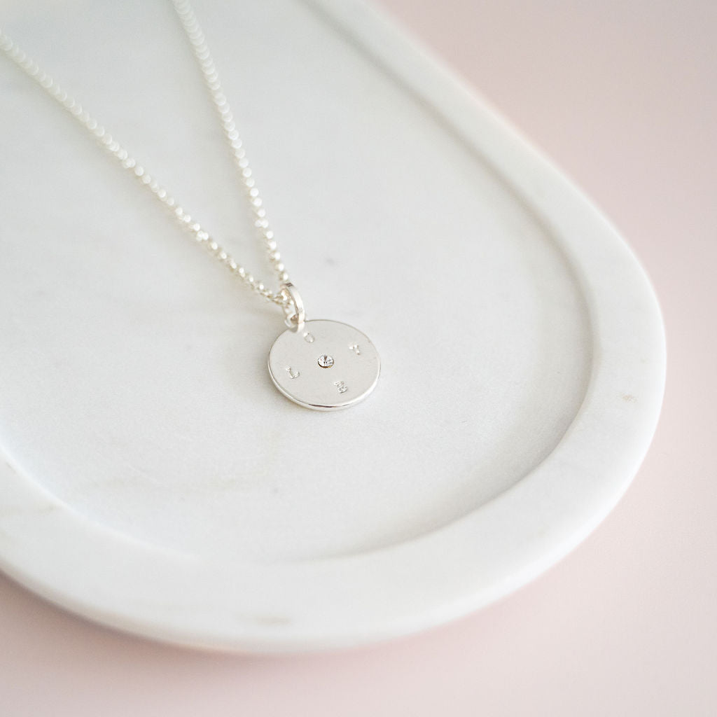 LONG | Silver Disc "LOVE" Necklace