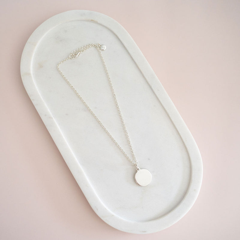 SHORT | Silver "LOVE" Disc Necklace