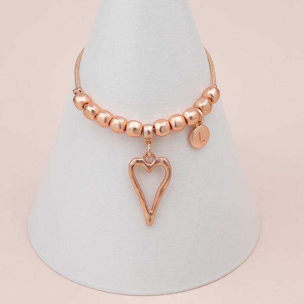 Matt Rose Gold Heart Adjustable Bracelet