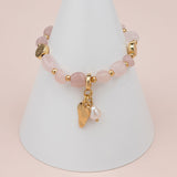 Shiny Gold Heart with Rose Quartz Bracelet
