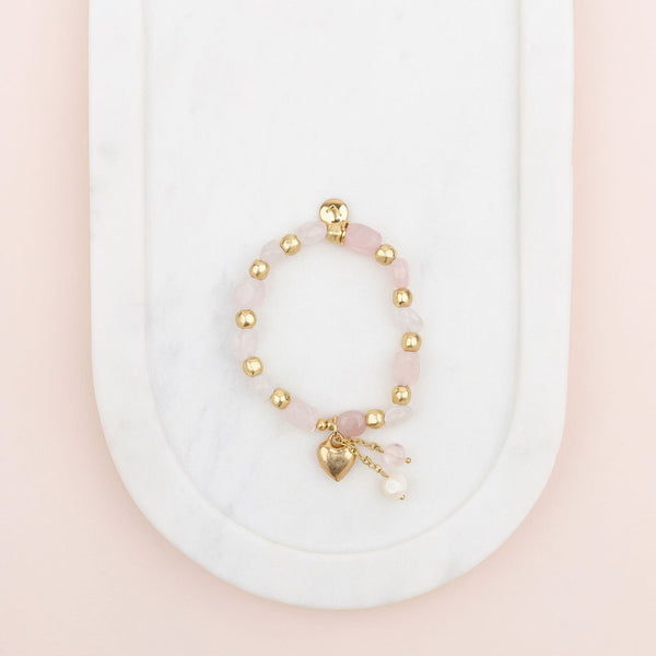 Matt Gold with Rose Quartz Bracelet