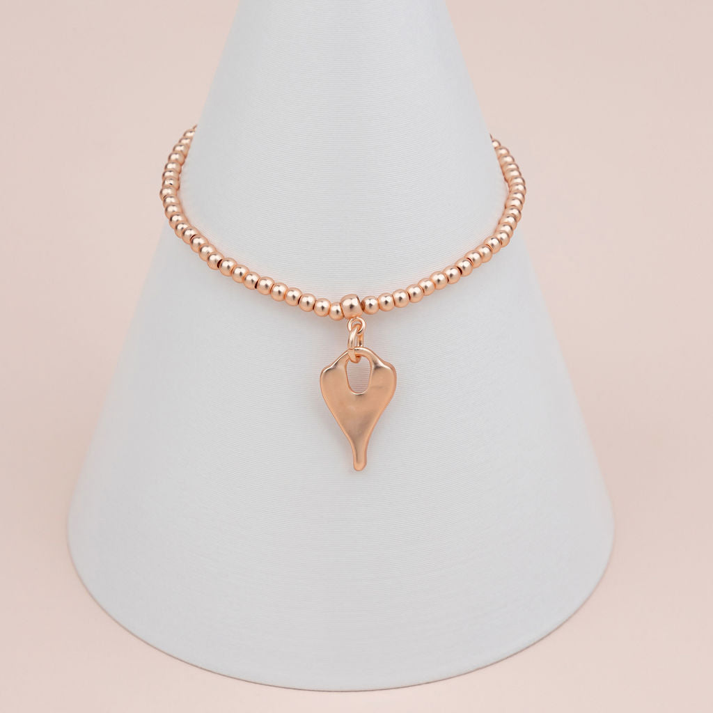 Stunning Rose Gold Matt Heart Bracelet