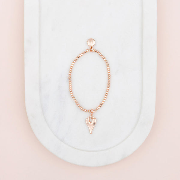 Stunning Rose Gold Matt Heart Bracelet