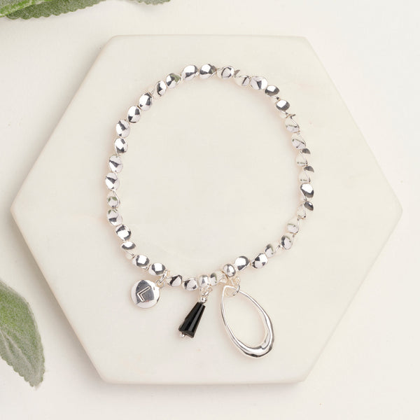 Silver Tear with Black Tear Bracelet