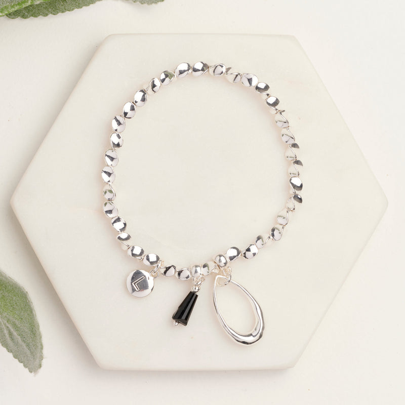 Silver Tear with Black Tear Bracelet
