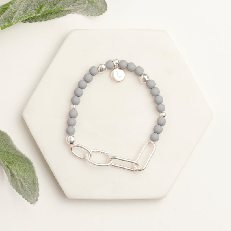 Silver & Blue Bead Bracelet