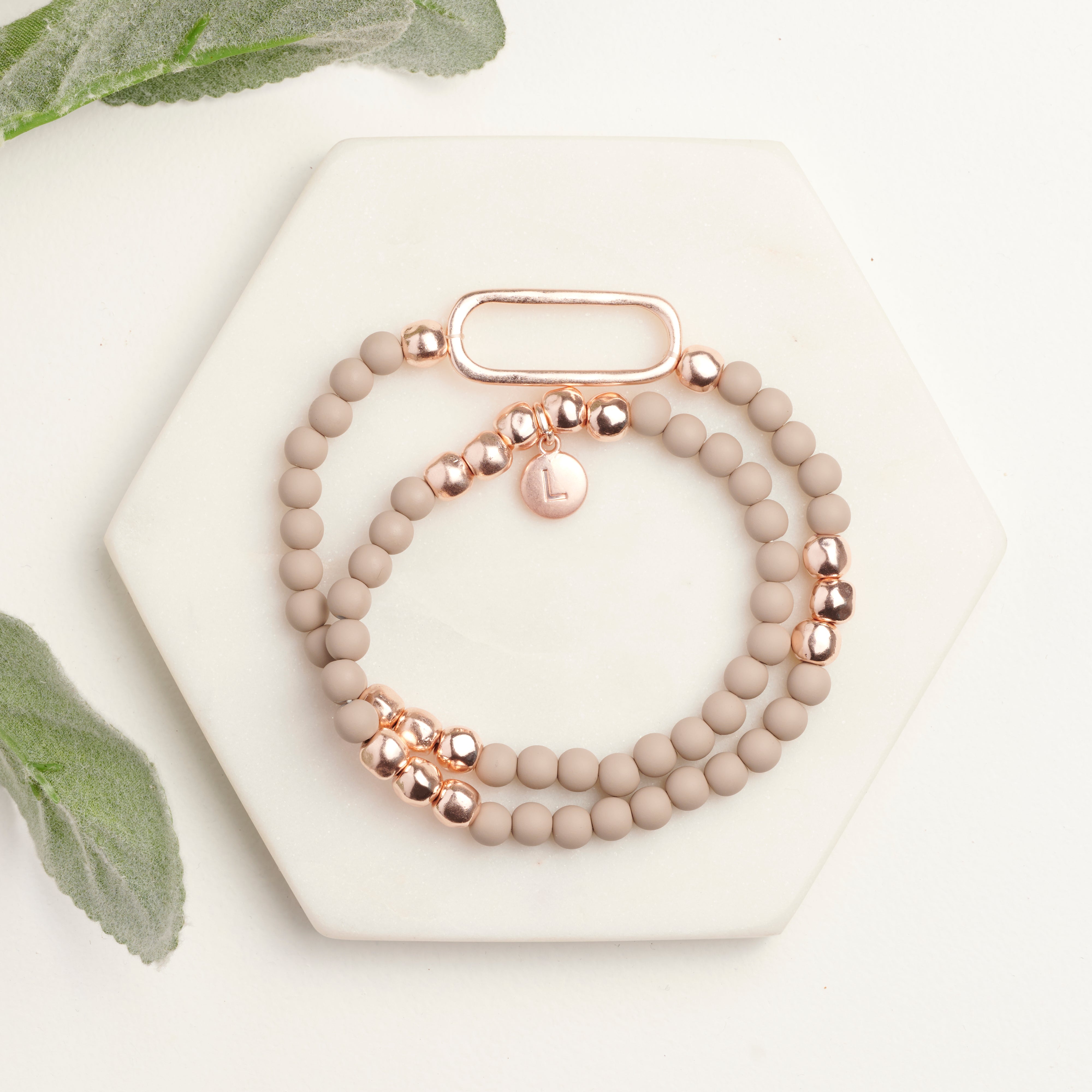 Rose Gold 2 Layer Resin Beige Bracelet
