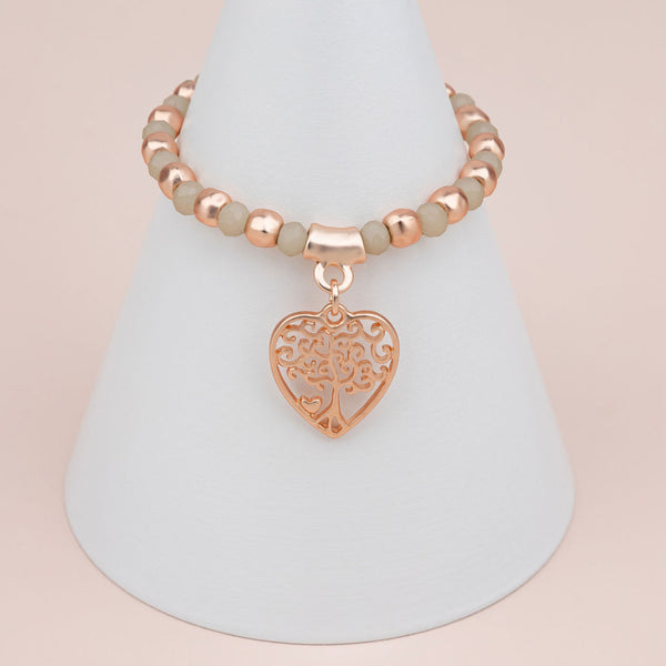 Rose Gold Heart Tree Bracelet