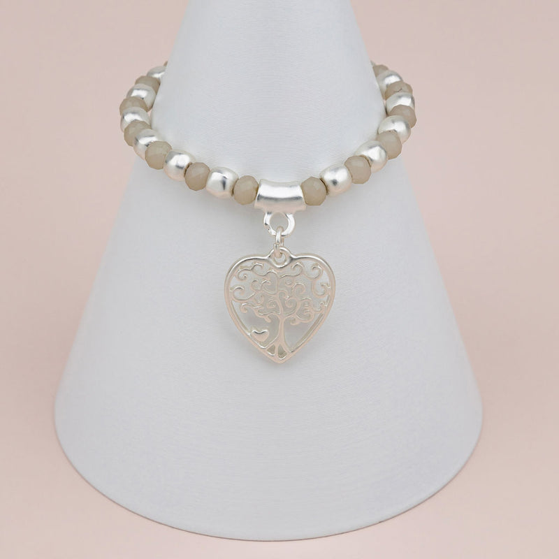 Silver Heart Tree Bracelet
