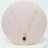 SHORT | Light Gold Black Stone Necklace