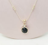 SHORT | Light Gold Black Stone Necklace