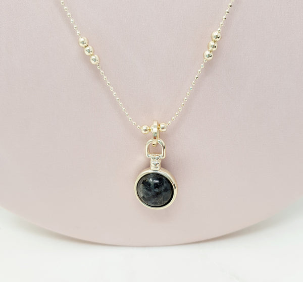 SHORT | Light Gold Black Stone Necklace