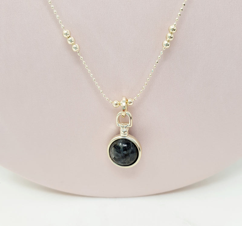 SHORT | Light Gold Black Stone Necklace