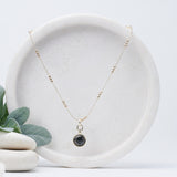 SHORT | Light Gold Black Stone Necklace