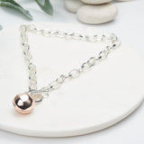 SHORT | Silver & Rose Gold Ball with Toggle Necklace