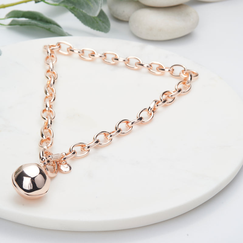 SHORT | Rose Gold Ball with Toggle Necklace