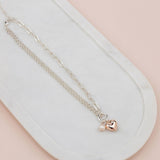 SHORT | Rose Gold & Silver Heart Necklace