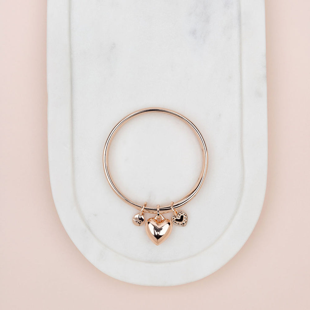 Rose gold heart bangle discount