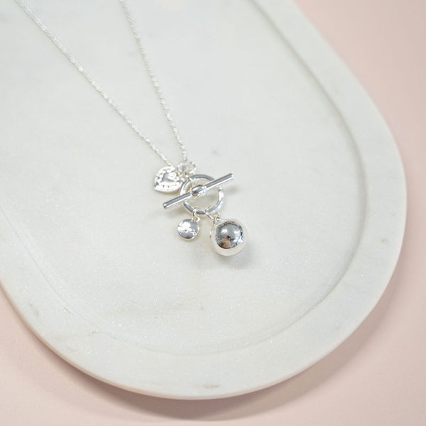 Limited Edition | SHORT | Silver Toggle Ball Necklace