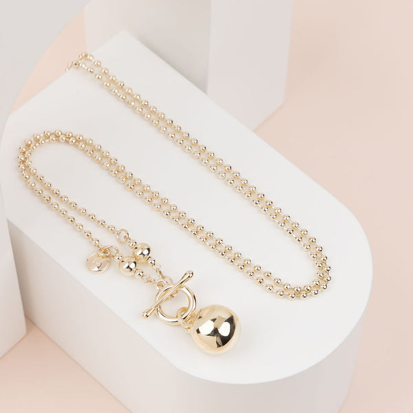 LIMITED EDITION | Light Gold Ball & Fob Necklace