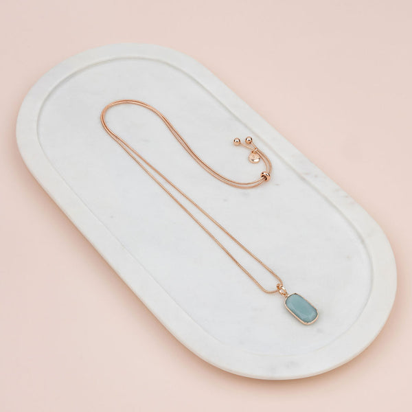 Rose Gold Adjustable Turquoise Stone Necklace