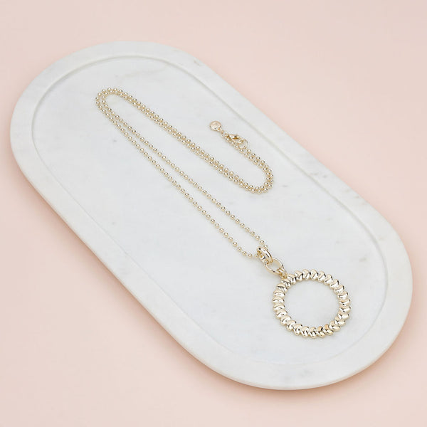 Light Gold Heart Ring Long Necklace