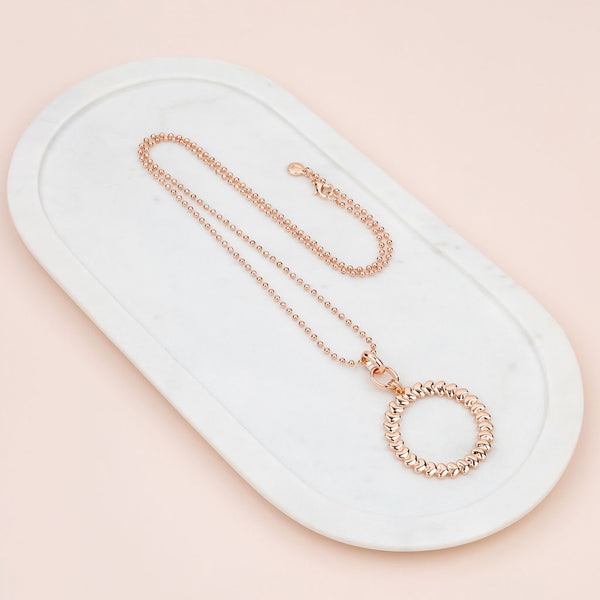 Rose Gold Heart Ring Long Necklace