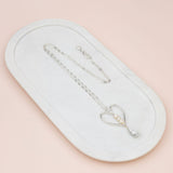 Silver Heart, Pearl & Howlite Stone Necklace