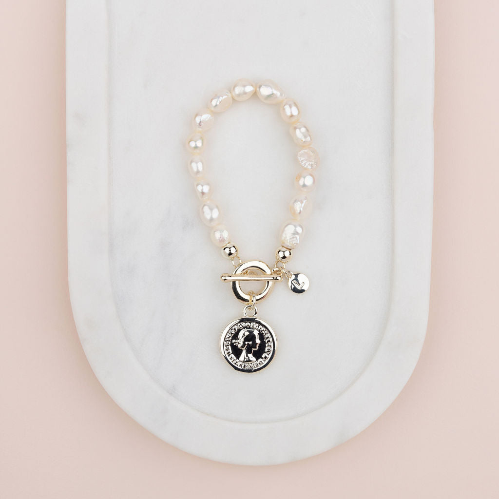 LIMITED EDITION | Light Gold Coin Fresh Water Pearl Bracelet